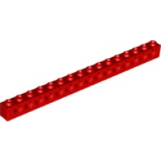 LEGO 3703 Red Technic, Brick 1 x 16 with Holes (losse stenen 9-12)
